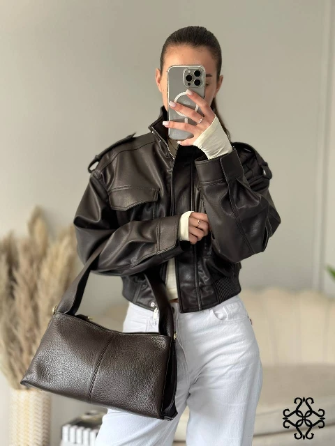 Leather shoulder bag, handbag 80482