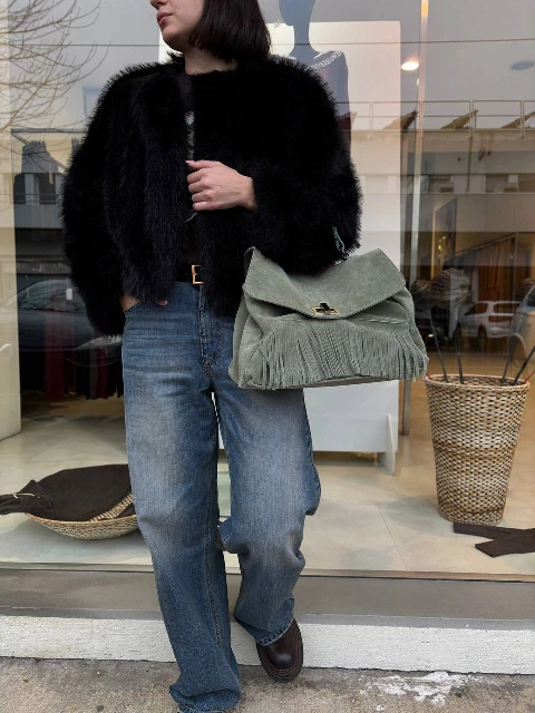 Zamšādas rokassoma 94998 bārkstis